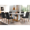 Ver imagem 1 de Sala de Jantar Completa Jade Tampo Madeirado C- Vidro Canto Curvo 180x90 e 6 Cadeiras Londrina