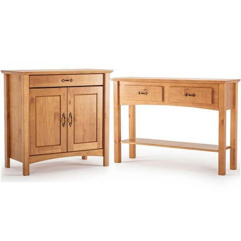 Kit Balcão Buffet e Aparador Lana Carvalho Rústico 2 Portas 3 Gavetas Madeira Maciça 93cm Mpo Mó
