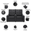 Ver imagem 3 de Poltrona de Cinema Reclinável 2 Lugares Baú Usb Mallie Fh9 Veludo Cinza - Mpozenato