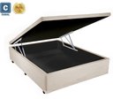 Ver imagem 1 de Cama com Baú Pistão á gás Casal Bege Suede