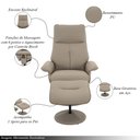 Ver imagem 3 de Poltrona do Papai com Massagem Elétrica Giratória Reclinável com Apoio de Pés Nebraska PU Fendi G56 