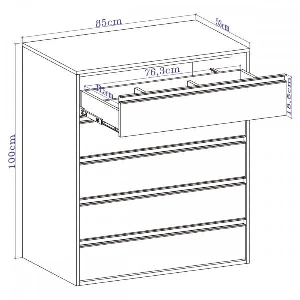 Cômoda 5 Gavetas MDF Select Belmax - 2