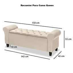 Recamier Baú Calçadeira para Cama Box Queen 150 Cm Dubai Suede Areia - Lh Móveis - 6
