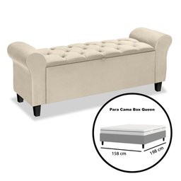 Recamier Baú Calçadeira para Cama Box Queen 150 Cm Dubai Suede Areia - Lh Móveis - 5