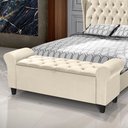 Ver imagem 1 de Recamier Baú Calçadeira para Cama Box Queen 150 Cm Dubai Suede Areia - Lh Móveis
