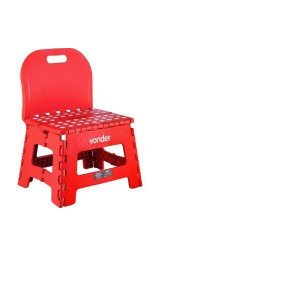 Banqueta Plastica Dobravel 220mm Vermelha com Encosto