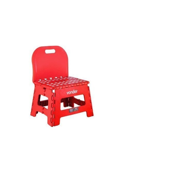Banqueta Plastica Dobravel 220mm Vermelha com Encosto