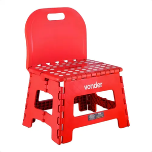 Cadeira Infantil Plastica Dobravel 220mm Vermelha com Encosto