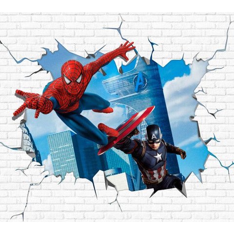 Papel De Parede Adesivo, Infantil Homem Aranha e Capitão América 1X1