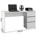 Ver imagem 3 de Mesa para Computador 3 Gavetas 5105R Branco Fosco - Atualle Móveis