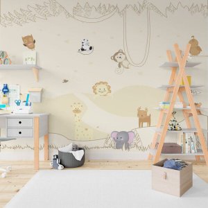 Papel de Parede Adesivo Infantil Bichinhos Selva