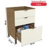 Balcão de Cozinha 60cm Lótus 3 Gavetas J723 Freijó/Off White - Kappesberg - 2