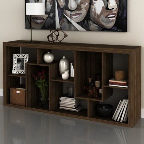 Estante Decorativa com Nichos E1712 Tecno Mobili - Nogal