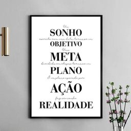 Quadro Motivacional Plano Ação Realidade 33x24cm - com Vidro:moldura Branca - 1