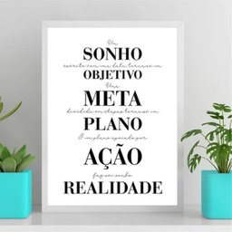 Quadro Motivacional Plano Ação Realidade 33x24cm - com Vidro:moldura Branca - 2