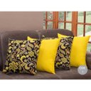 Ver imagem 1 de Kit 4 Capas de Almofadas Gorgurinho Maquinetado Amarelo 45x45