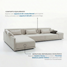 Sofá de Canto 5 Lugares com Chaise Lado Esquerdo em Sarja 336x196cm Off White - 4