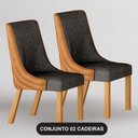 Ver imagem 1 de Cadeira para Mesa de Jantar Belle Kit 2 Peças Sintético Terracota e Linho Chumbo Cinamomo - Leifer