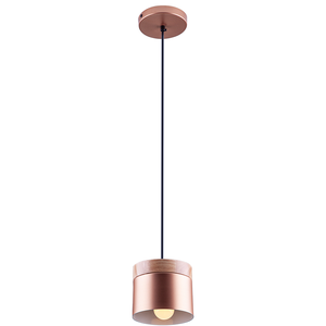 Luminária Pendente Lagos Detalhe Madeira Cozinha Bancada E27:Cobre/110V/220V