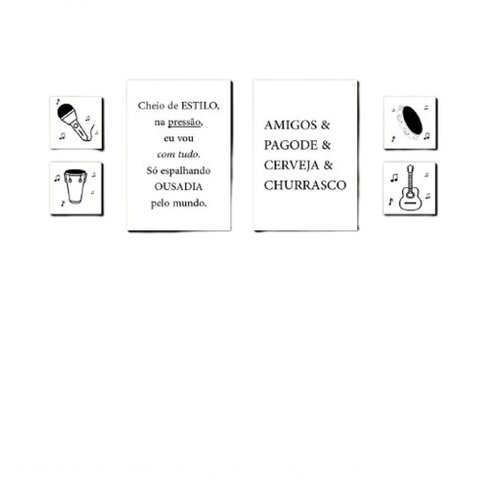 Quadros Placas Mdf 6mm Sala Cozinha Pagode Cerveja 6un 29x20