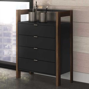 Closet Modulado Aberto com 4 Gavetas Az1012 Tecno Mobili - Nogal/preto