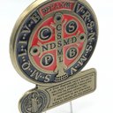 Ver imagem 2 de Adorno Medalha De São Bento De Mesa E Parede Metal Colorido