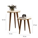 Ver imagem 3 de 2 Mesas Lateral e Apoio Tampo Sextavado Pés Palito Retrô Elegance cor Off White com Freijó - Comprar
