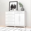 Ver imagem 2 de Cômoda para Quarto com Sapateira 2 Portas 4 Gavetas Lírio V02 Branco - Mpozenato