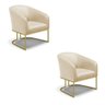 Kit 02 Poltronas Stella Corino Bege Base Industrial Dourada - D'rossi Drossi - 2