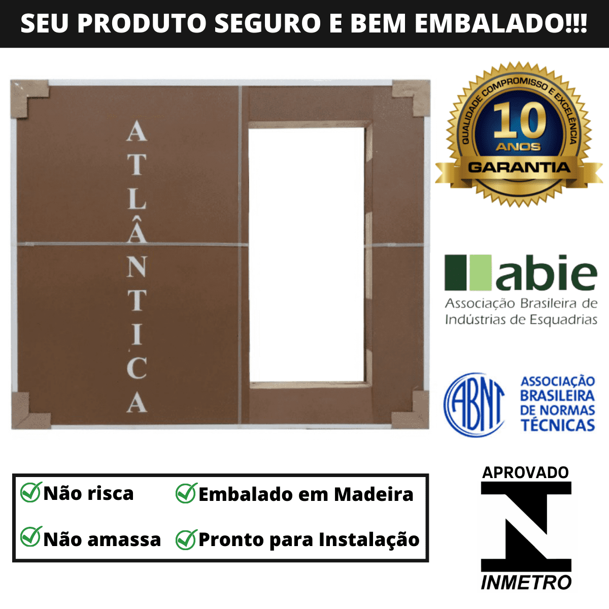 Janela de Alumínio Vitro de Correr 2 Folhas C/ Grade Linha Premium Atlântica A=1,20m x L=1,20m - 6