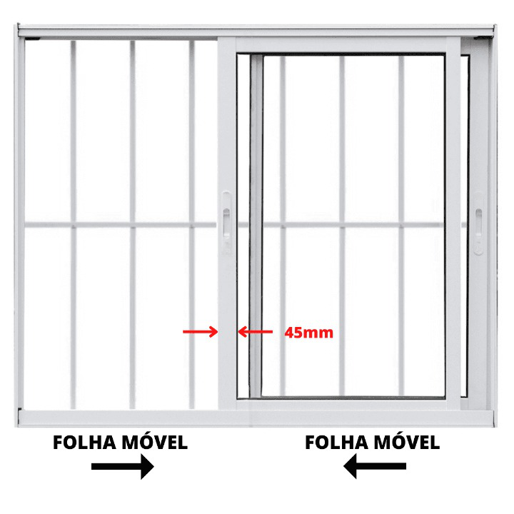 Janela de Alumínio Vitro de Correr 2 Folhas C/ Grade Linha Premium Atlântica A=1,20m x L=1,20m - 5