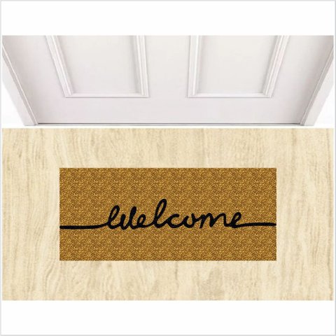 TAPETE WELCOME 70X30CM MEDIDA PORTA OURO