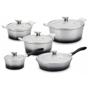Conjunto de Panelas 5 Peças Cinza Antiaderente Induçao Hercules PA5000-5P