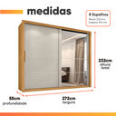 Ver imagem 4 de Guarda Roupas Casal com Espelho 2 Portas de Correr 6 Gavetas Imperador Madeirado / Areia Zanzini
