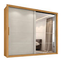 Ver imagem 2 de Guarda Roupas Casal com Espelho 2 Portas de Correr 6 Gavetas Imperador Madeirado / Areia Zanzini