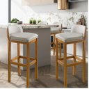 Ver imagem 1 de Kit 2 Banquetas Onix Design Courino Linho Eucalipto Maciço