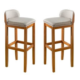 Kit 2 Banquetas Onix Design Courino Linho Eucalipto Maciço - 2