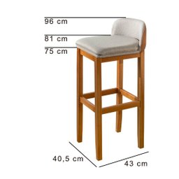 Kit 2 Banquetas Onix Design Courino Linho Eucalipto Maciço - 4