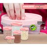 Porta Mantimento Conjunto de Potes Tampa com Rosca 5 Peças - Rosa - 4