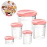 Porta Mantimento Conjunto de Potes Tampa com Rosca 5 Peças - Rosa - 1