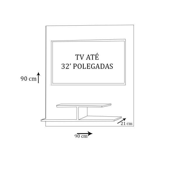 Painel para TV até 32 Polegadas Branco Em Mdf - 5