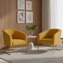Ver imagem 6 de Poltrona Sala Decorativa Kit 2 Stella Base Industrial Dourada Veludo Mostarda D03 - D’Rossi