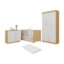 Ver imagem 1 de Quarto de Bebê Completo Berço Americano 3 em 1 Colchão Encanto Multimóveis Mp4605 Madeirado/