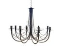 Ver imagem 1 de Lustre luminária ferro de teto preto rústico decoração 8 lâmpadas artesanal sala de jantar