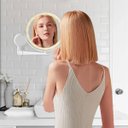 Ver imagem 2 de Espelho Giratorio 360 Graus Led 3 Tons 5x Aumento Touch Usb Bateria Recarregavel Parede Banheiro Maq