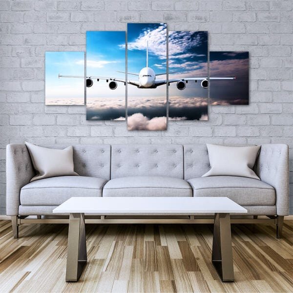 Quadro Decorativo em Mosaico MDF Avião Céu 115x60cm - 2