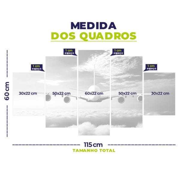 Quadro Decorativo em Mosaico MDF Avião Céu 115x60cm - 5