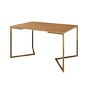 Ver imagem 3 de Mesa Jantar Industrial Canela 137x90cm Base V Dourada com 6 Poltronas Daw Madeira Preta Marrom