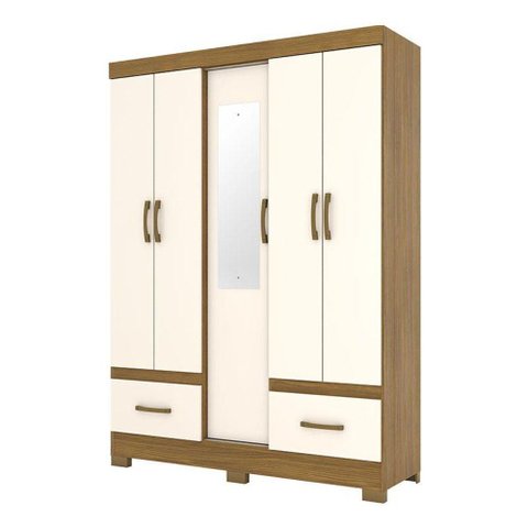 Guarda Roupa Solteiro B60 Nature Off White com Espelho - Briz Móveis