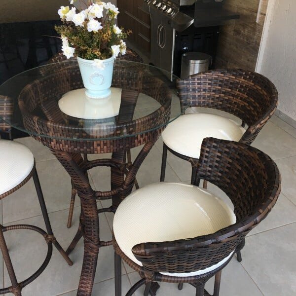 Conjunto de Bistrô Miami - 4 Lugares - Tecido Náutico Bege - 7